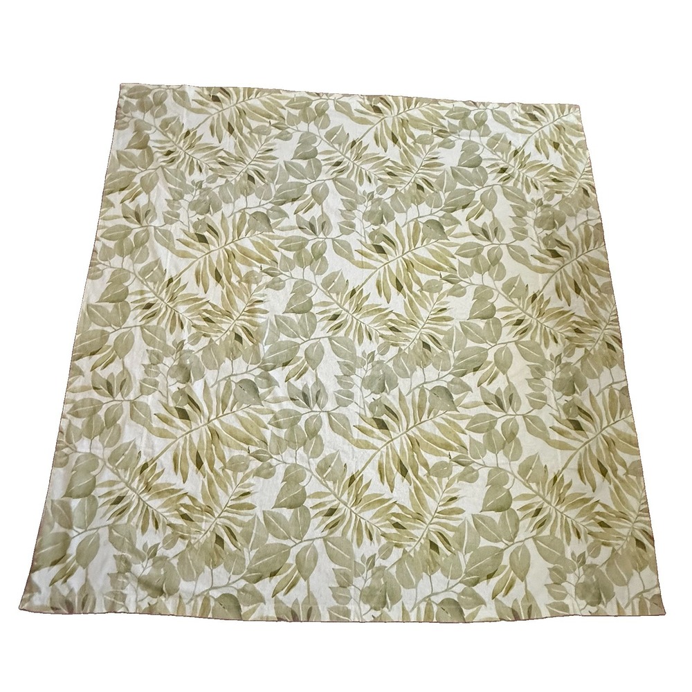 Pottery Barn Shower Curtain Green Botanical Palm Leaf Linen Blend Shower Curtain